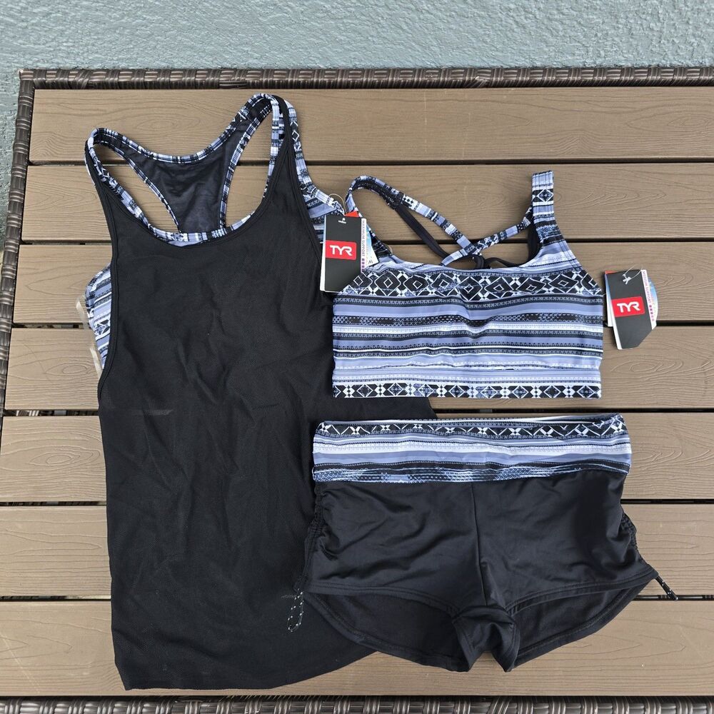 TYR Durafast Women's Innoko 2 N 1 Tank  W/ Jojo Top & Boy Shorts Sz S New Sample